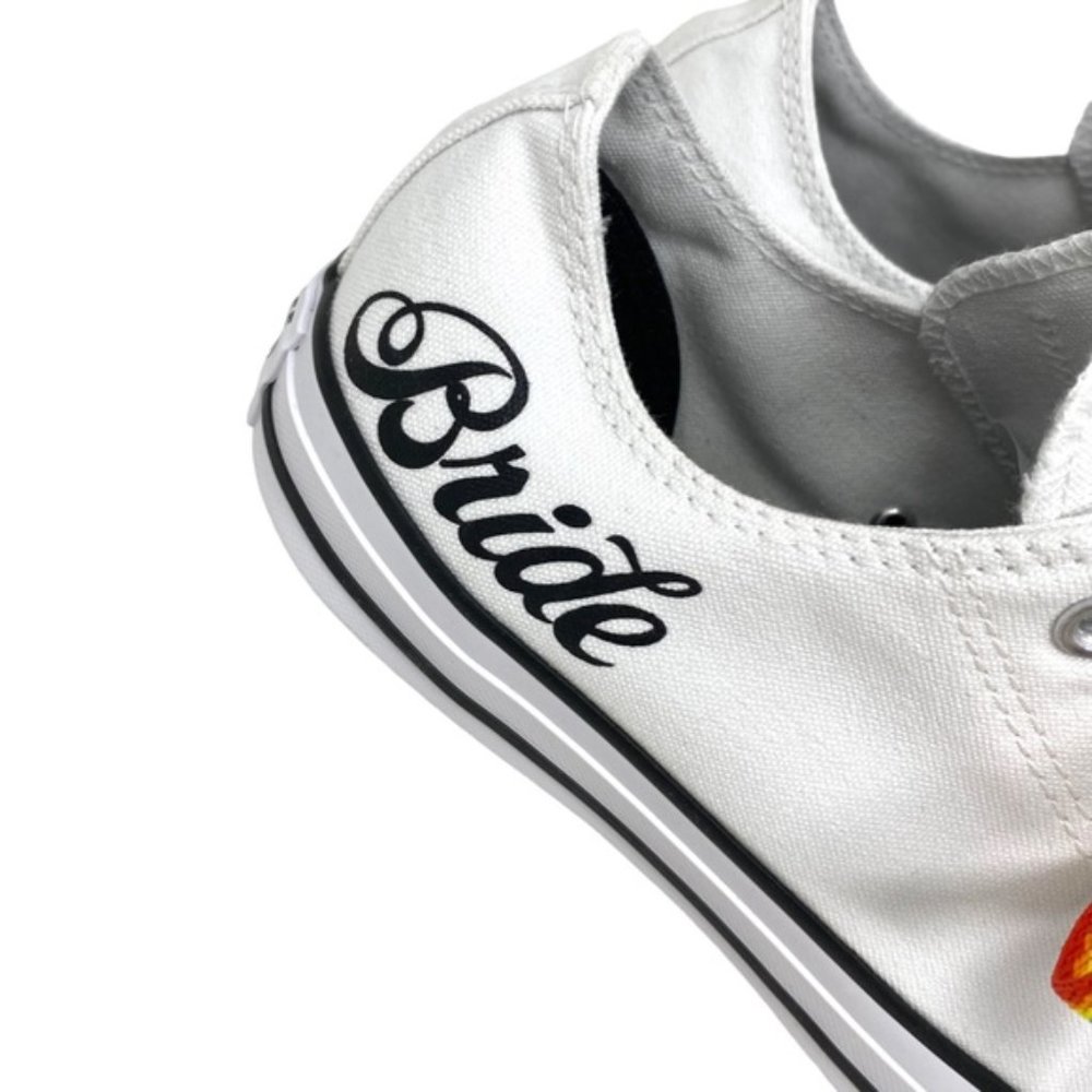 Converse Ctas OX Low Wedding White Canvas Women's Sneakers Custom 171213C- Multi - Picture 8 of 10